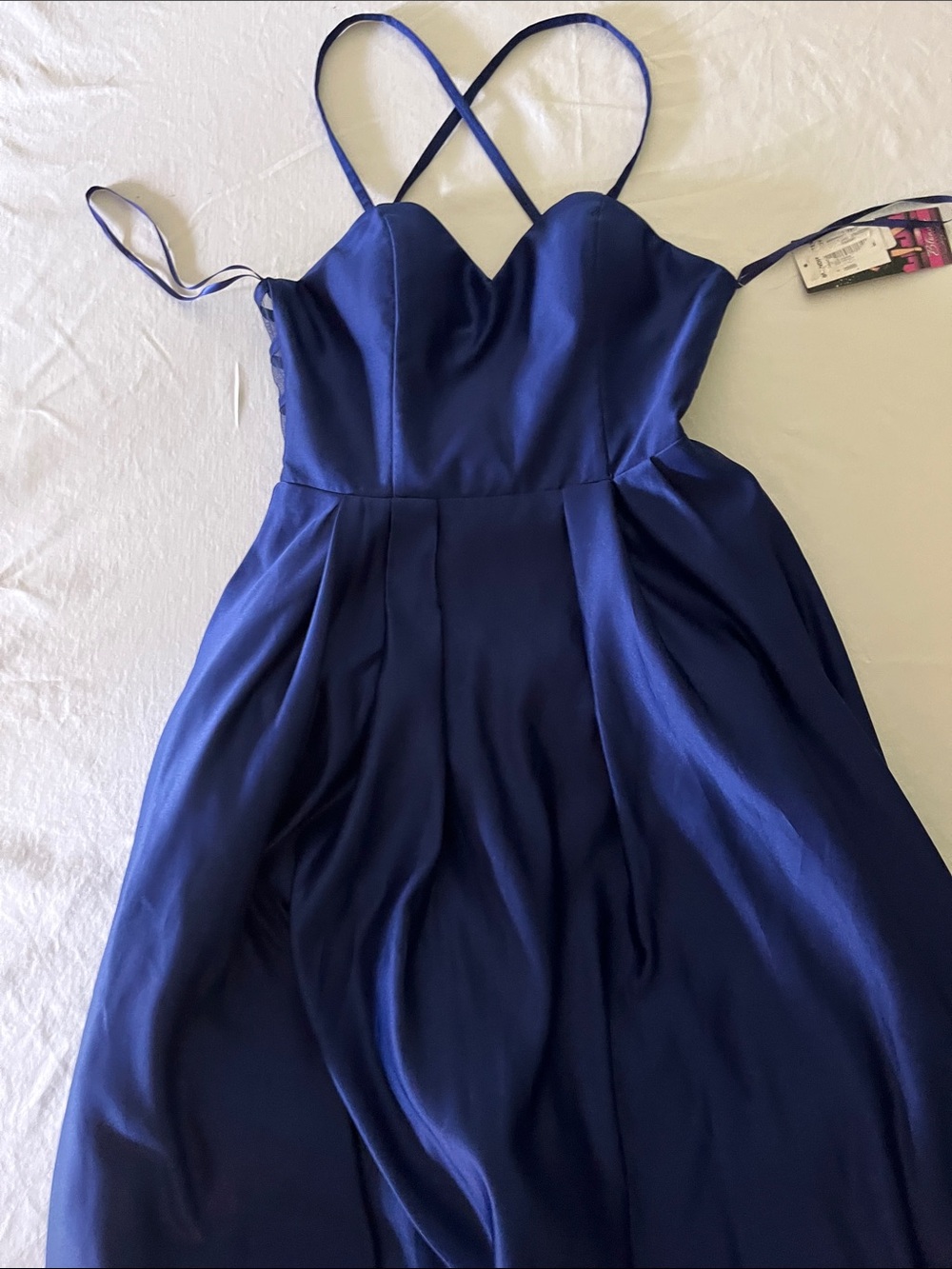 Elegant Navy Blue Satin Maxi Skirt